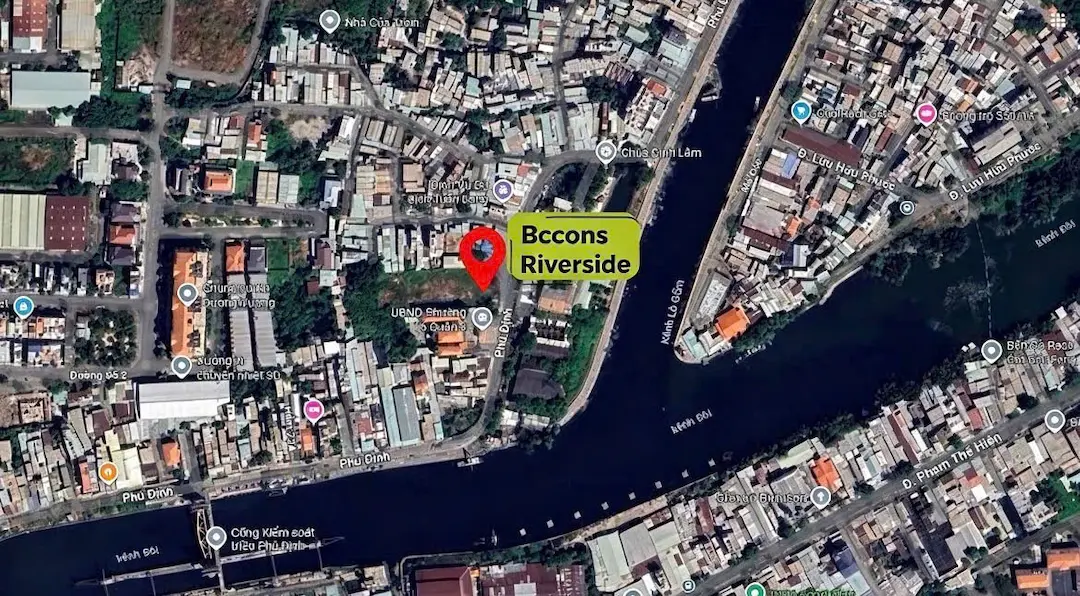 Bản đồ vị trí Bcons Riverside trên vệ tinh Quận 8
