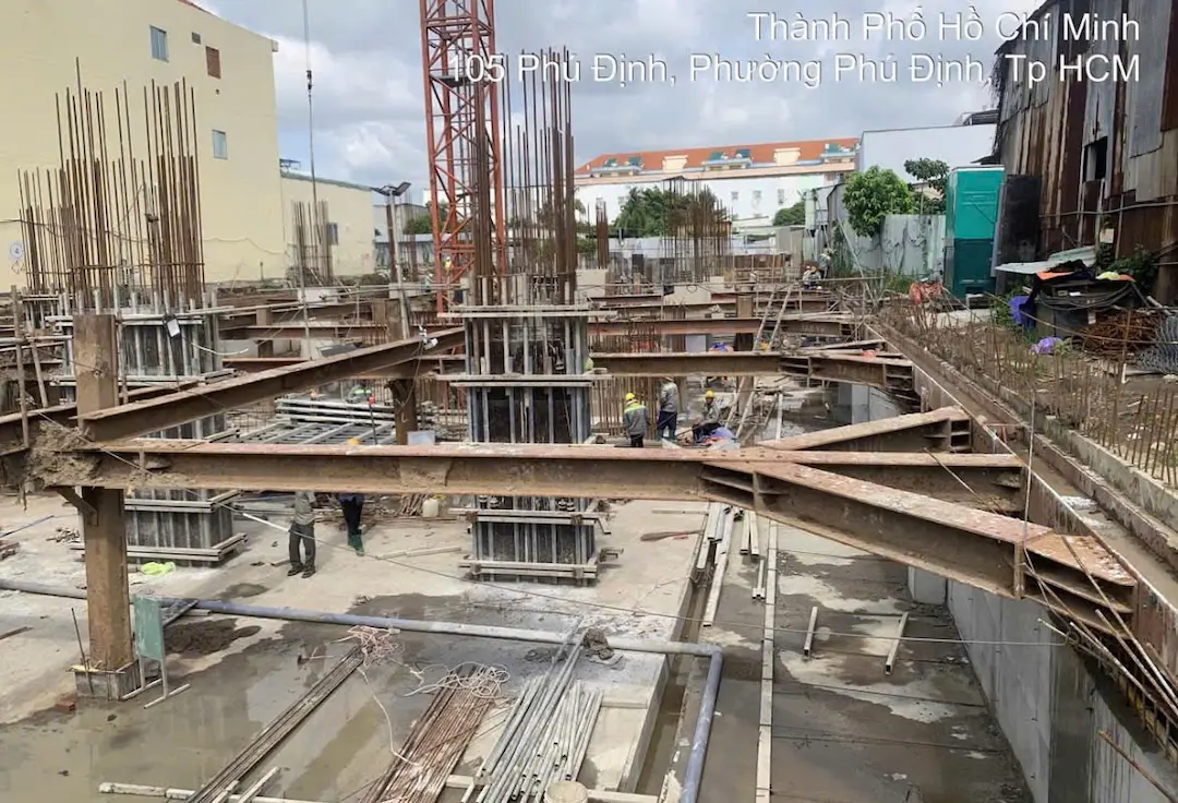Tiến độ thi công móng Bcons Riverside Phú Định
