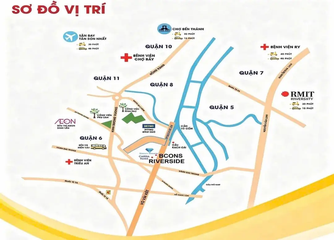 Vị trí Bcons Riverside Phú Định Quận 8