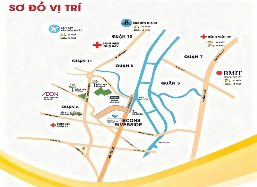 Vị trí Bcons Riverside Phú Định